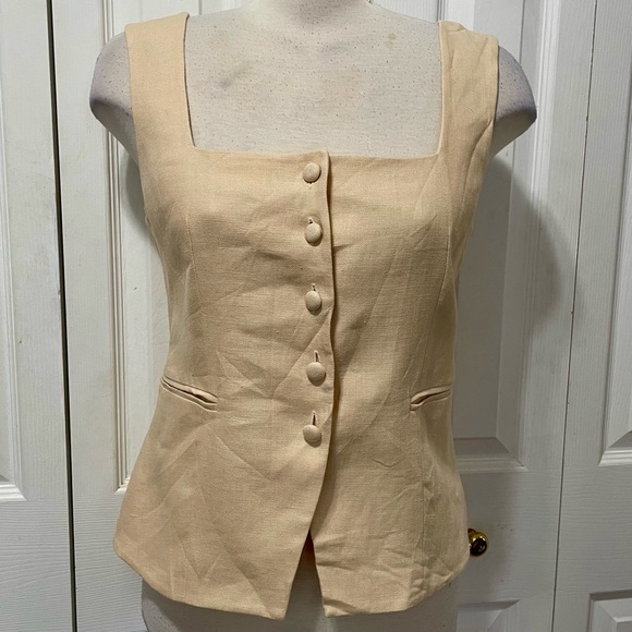 Sezane Jackets & Blazers - Authentic Sézane Ivory Linen Square Neck Vest EU Size 40